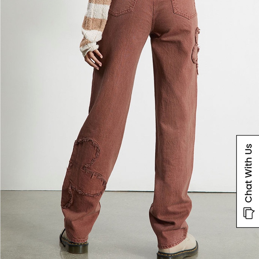 PACSUN - Dark Clay Floral Embroidered 90’s Boyfriend Jeans